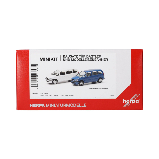 Herpa 013932 , MiniKit Opel Zafira , 2 szt. biały i niebieski, Skala 1:87